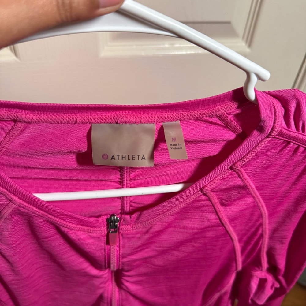 Athleta Pacifica UPF 50 Pink 1/2 Zip Long Sleeve Pullover Workout Swim Top Sz M - Picture 7 of 12